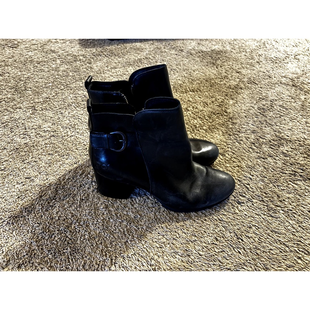 Born Block Heel Leather Ankle Booties